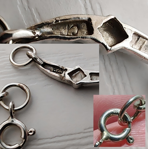 Vintage Marsala Sterling Silver Bib Necklace with Marcasite and CZ's 16 inch - Picture 8 of 13